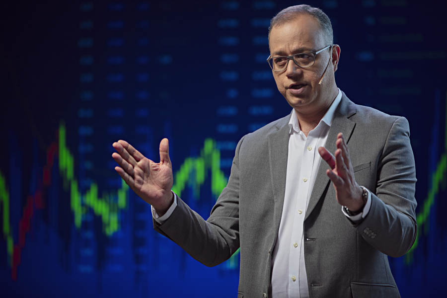 A keynote speaker presenting future-focused insights
